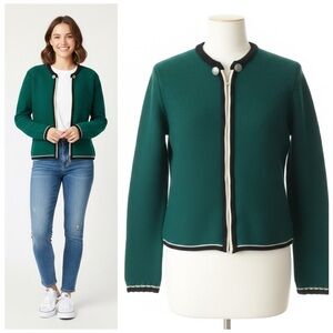 Vintage Alpine House Austrian Green Wool Zip Cardigan Made in W Germany Size M